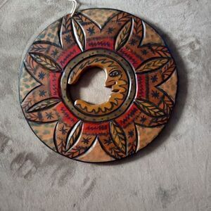 Hand Carved‎ and Painted Celestial Boho Wall Hanging